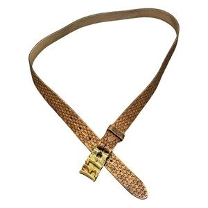 Hickok vintage  SOFT LEATHER BELT SOLID STAMPED BRASS BF INITIAL BUCKLE unisex